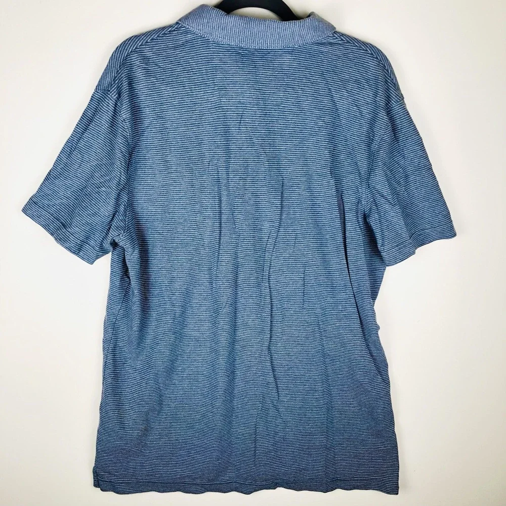 Banana Republic Mens L Polo Shirt Blue Heather Stripe Elephant Logo 184663-02